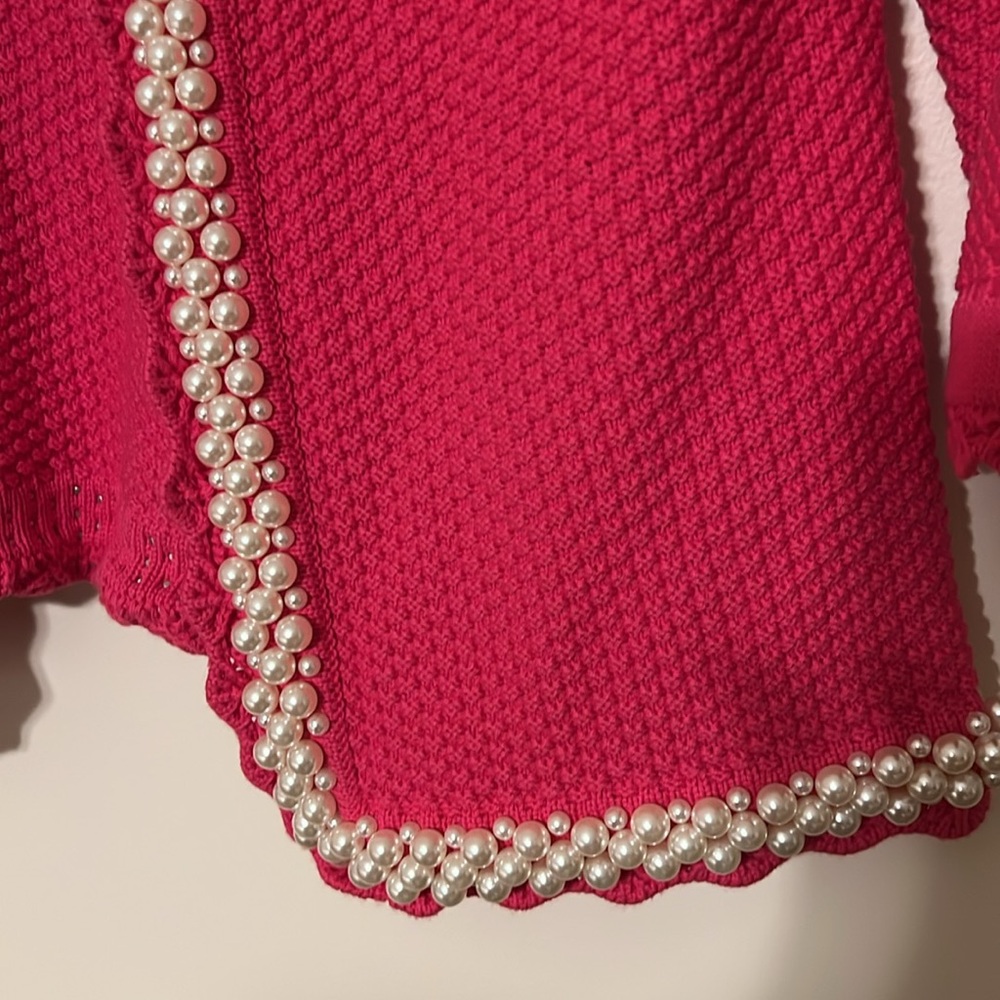 Boston Proper. Crochet Pink Perl Cardigan. Size S. - Picture 8 of 10